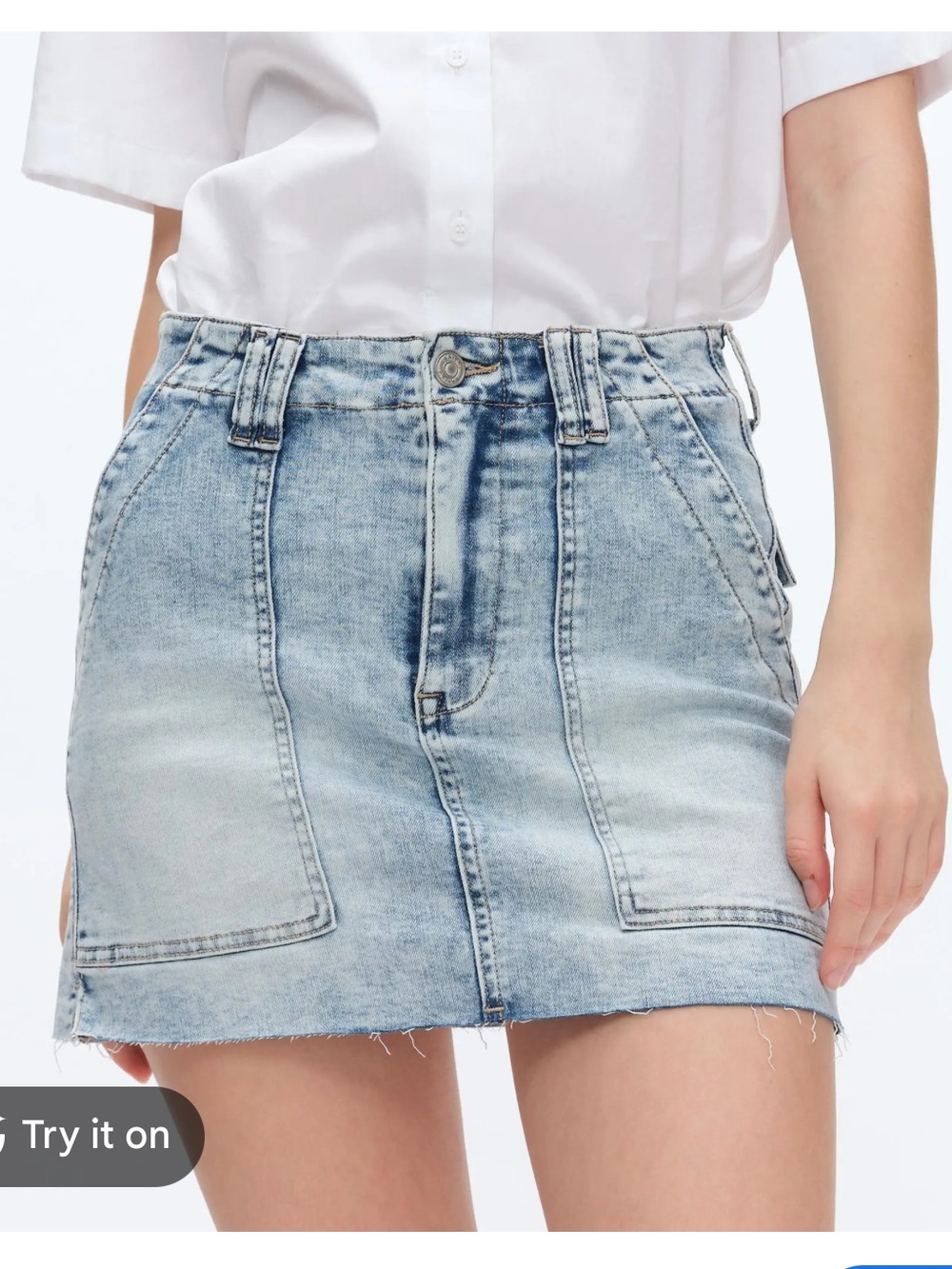 Bayeas Cargo Denim Skirt Fray Hem Size S